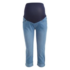 Rumor Has it Power Wash Skinny Over-Belly Maternity Capri Jeans - Size S, M